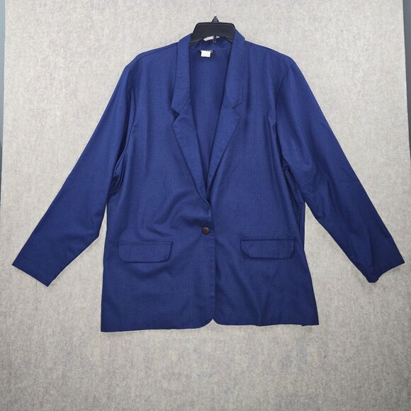 Queens Plaza Womens Blazer Jacket Royal Blue Size 44 Lightweight Polyester - Picture 1 of 6